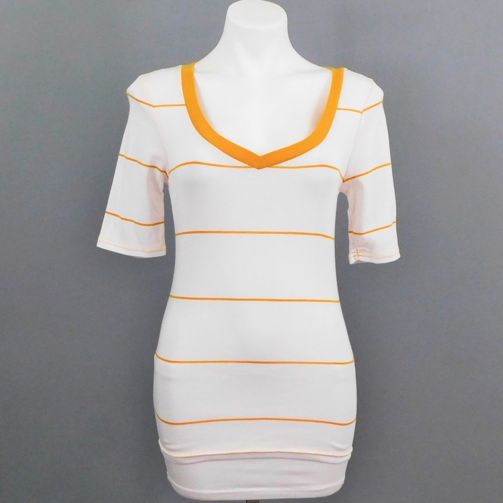 Gap Women Shirt, New, White, Gold, Stripe